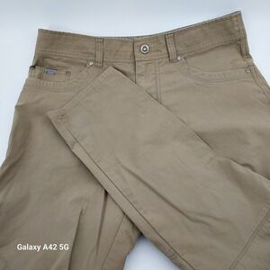 KUHL Revolvr Rogue Pants Khaki Tan Mens 34x30 Tapered Fit Stretch Fabric